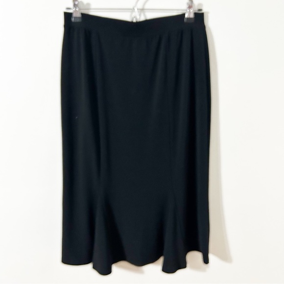 Laura Scott Pull On Elastic Waist Black 🖤 Midi Skirt Flare at Hem on Both Sides - Picture 1 of 10